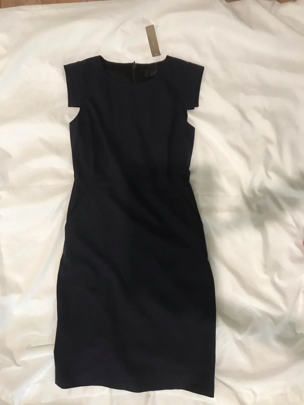J. Crew Navy Cap-Sleeve Sheath Dress